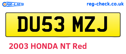 DU53MZJ are the vehicle registration plates.
