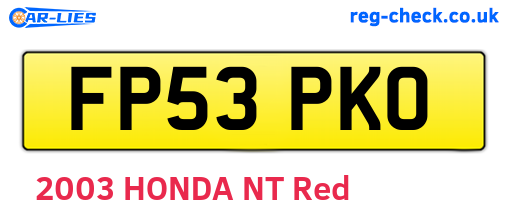 FP53PKO are the vehicle registration plates.