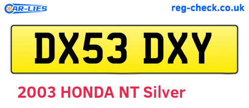 DX53DXY are the vehicle registration plates.
