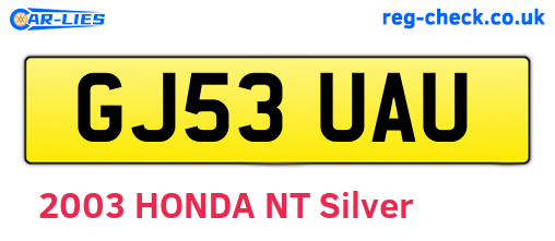 GJ53UAU are the vehicle registration plates.