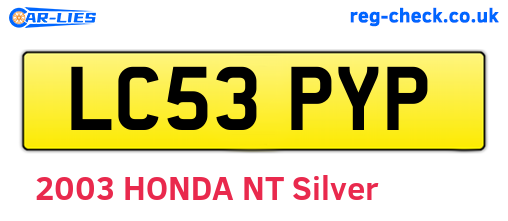 LC53PYP are the vehicle registration plates.