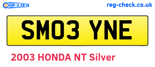 SM03YNE are the vehicle registration plates.