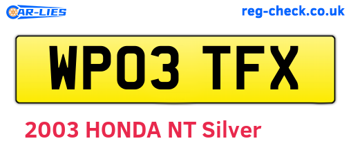 WP03TFX are the vehicle registration plates.