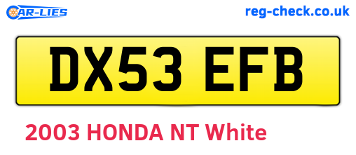 DX53EFB are the vehicle registration plates.