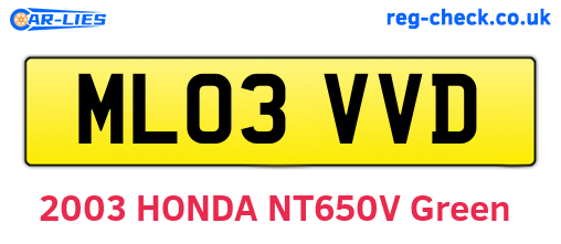 ML03VVD are the vehicle registration plates.