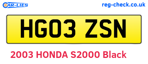 HG03ZSN are the vehicle registration plates.