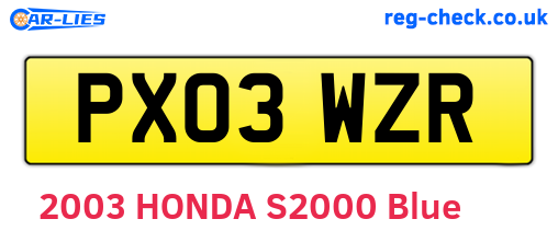 PX03WZR are the vehicle registration plates.