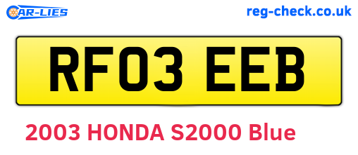 RF03EEB are the vehicle registration plates.