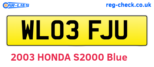 WL03FJU are the vehicle registration plates.