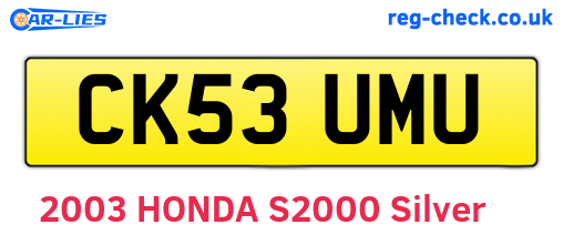 CK53UMU are the vehicle registration plates.
