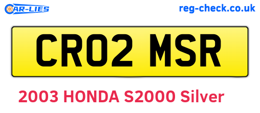 CR02MSR are the vehicle registration plates.