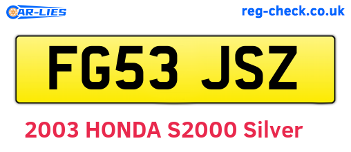 FG53JSZ are the vehicle registration plates.