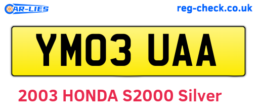 YM03UAA are the vehicle registration plates.