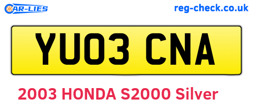 YU03CNA are the vehicle registration plates.