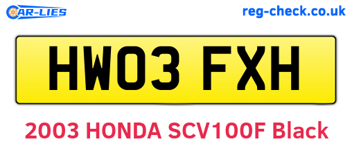 HW03FXH are the vehicle registration plates.