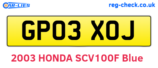 GP03XOJ are the vehicle registration plates.