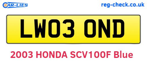 LW03OND are the vehicle registration plates.