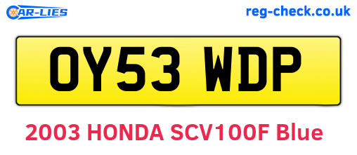 OY53WDP are the vehicle registration plates.