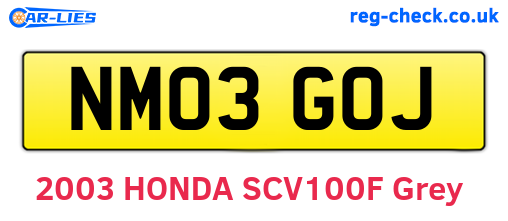 NM03GOJ are the vehicle registration plates.
