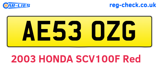 AE53OZG are the vehicle registration plates.