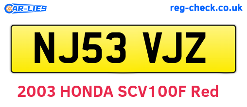 NJ53VJZ are the vehicle registration plates.