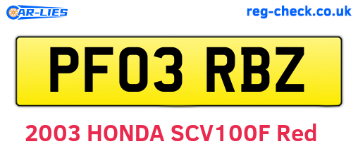 PF03RBZ are the vehicle registration plates.