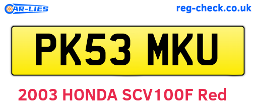 PK53MKU are the vehicle registration plates.