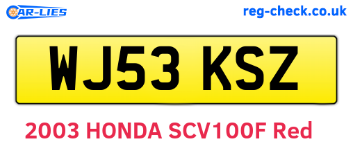 WJ53KSZ are the vehicle registration plates.