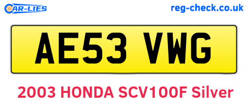 AE53VWG are the vehicle registration plates.