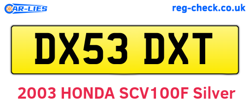 DX53DXT are the vehicle registration plates.