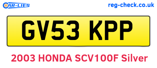 GV53KPP are the vehicle registration plates.