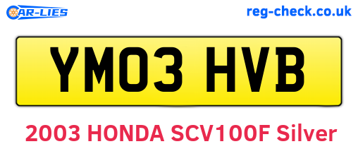 YM03HVB are the vehicle registration plates.