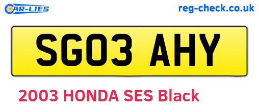 SG03AHY are the vehicle registration plates.