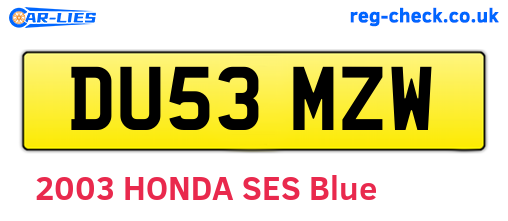DU53MZW are the vehicle registration plates.