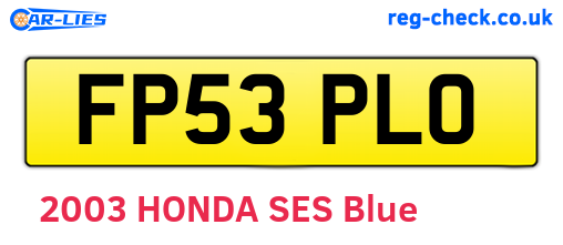 FP53PLO are the vehicle registration plates.