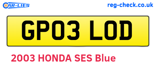 GP03LOD are the vehicle registration plates.