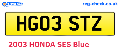 HG03STZ are the vehicle registration plates.