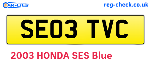 SE03TVC are the vehicle registration plates.