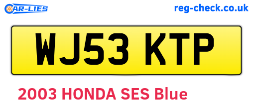 WJ53KTP are the vehicle registration plates.