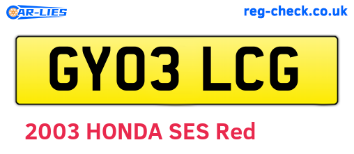 GY03LCG are the vehicle registration plates.