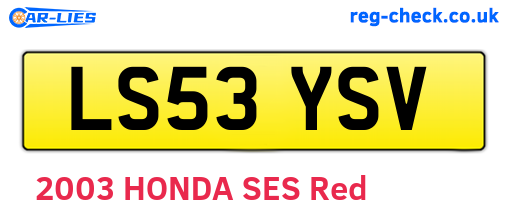 LS53YSV are the vehicle registration plates.