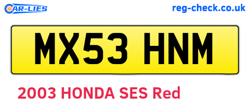 MX53HNM are the vehicle registration plates.