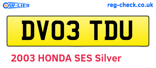 DV03TDU are the vehicle registration plates.