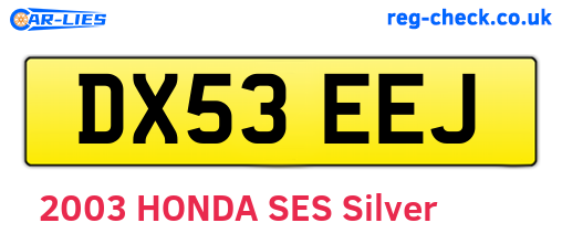 DX53EEJ are the vehicle registration plates.