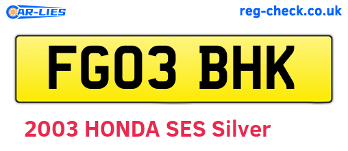 FG03BHK are the vehicle registration plates.