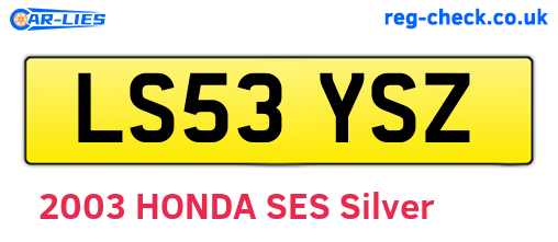 LS53YSZ are the vehicle registration plates.