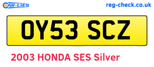 OY53SCZ are the vehicle registration plates.