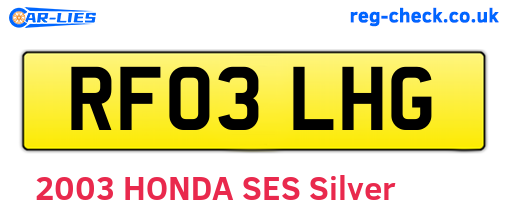 RF03LHG are the vehicle registration plates.