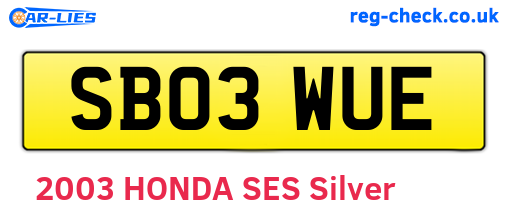 SB03WUE are the vehicle registration plates.
