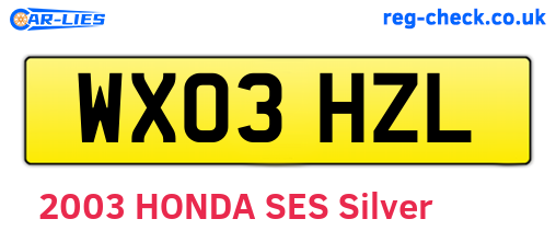 WX03HZL are the vehicle registration plates.